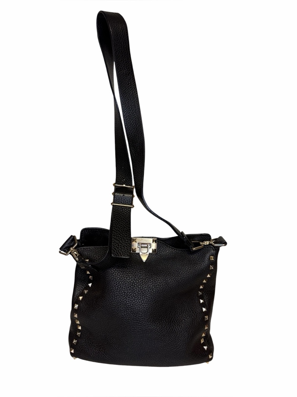Valentino Rockstud Pebbled Leather Handbag